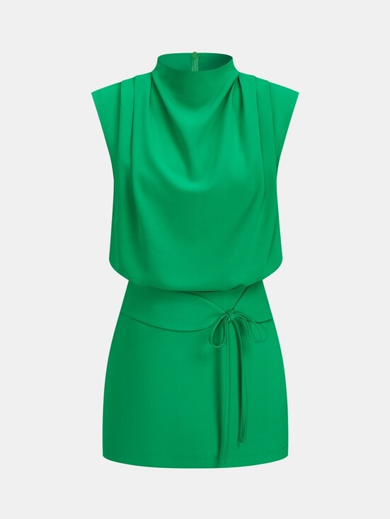 Commense Dresses & Skirts - BNWT COMMENSE Draped Mock Neck Blouse & Tie-Waist Mini Skirt Set Size Small